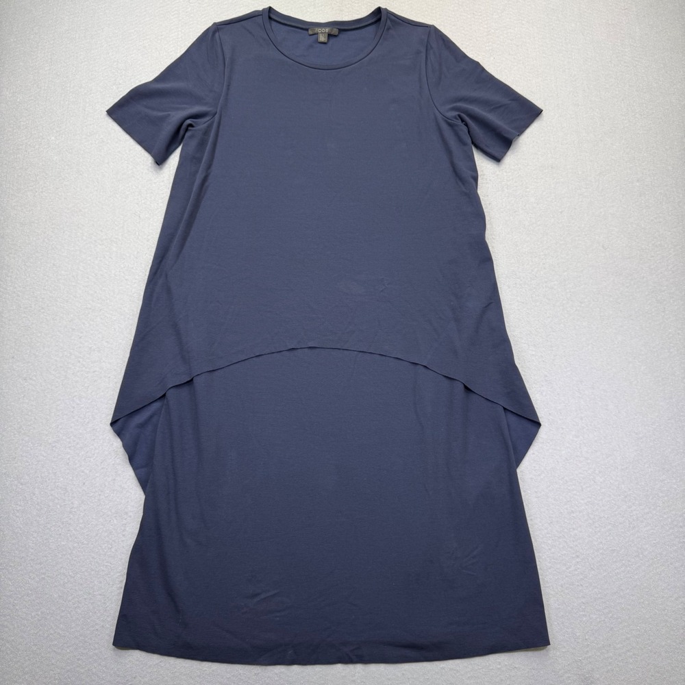 COS Womens Navy Blue Asymmetrical Layered T-Shirt Dress Short Sleeve Size S
